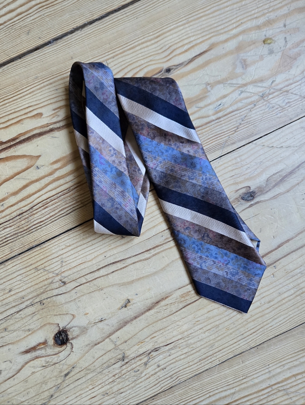 Frame Brown Blue Striped Tie Classic Pattern